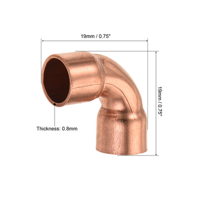 Harfington 90 Degrees Elbow Copper Pipe Fitting Brazing Connection 5/16 Inch ID for HVAC Cooling Equipment, Pack of 8