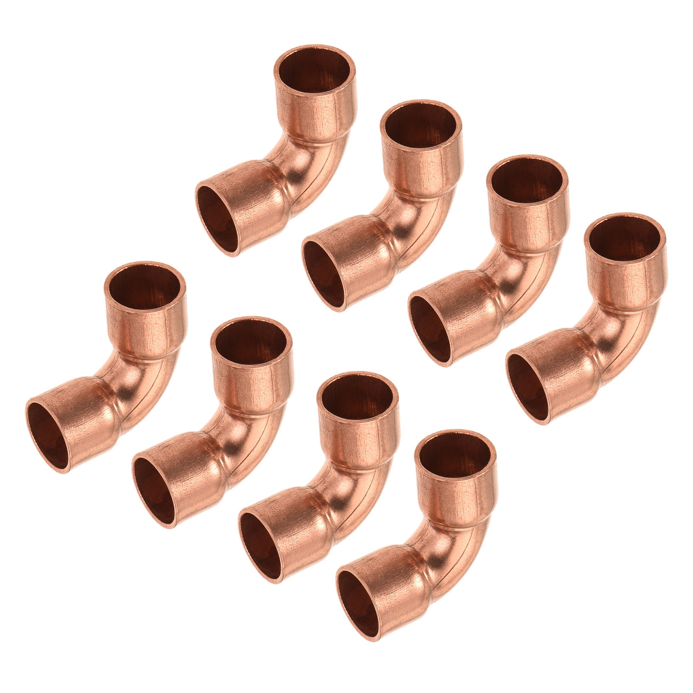 Harfington 90 Degrees Elbow Copper Pipe Fitting Brazing Connection 5/16 Inch ID for HVAC Cooling Equipment, Pack of 8