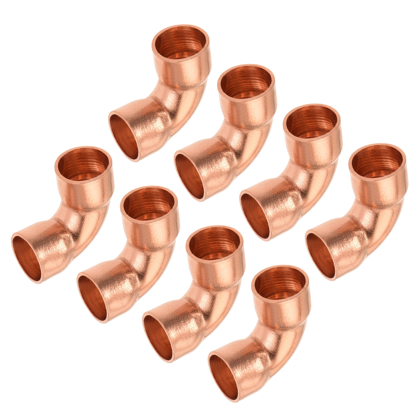 Harfington 90 Degrees Elbow Copper Pipe Fitting Brazing Connection 3/8 Inch ID for HVAC Cooling Equipment, Pack of 15