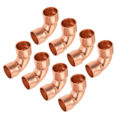 Harfington 90 Degrees Elbow Copper Pipe Fitting Brazing Connection 10mm ID for HVAC Cooling Equipment, Pack of 8