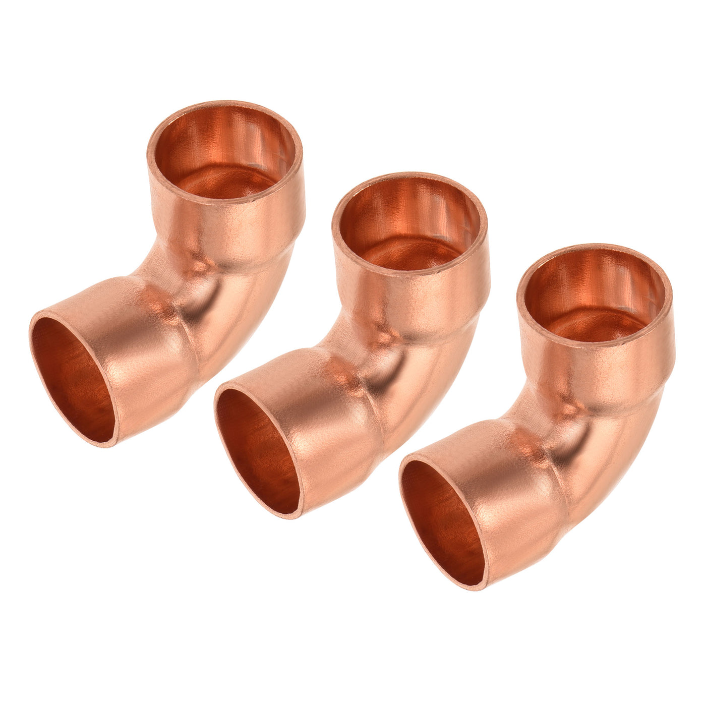 Harfington 90 Degrees Elbow Copper Pipe Fitting Brazing Connection 1/2 Inch ID for HVAC Cooling Equipment, Pack of 3