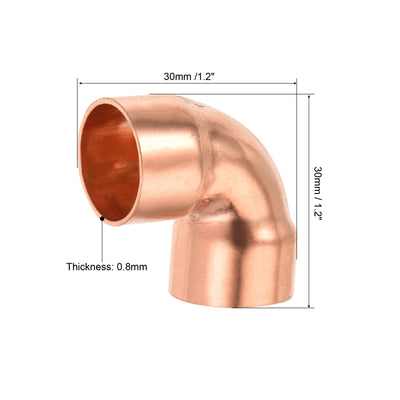 Harfington 90 Degrees Elbow Copper Pipe Fitting Brazing Connection 5/8 Inch ID for HVAC Cooling Equipment, Pack of 8