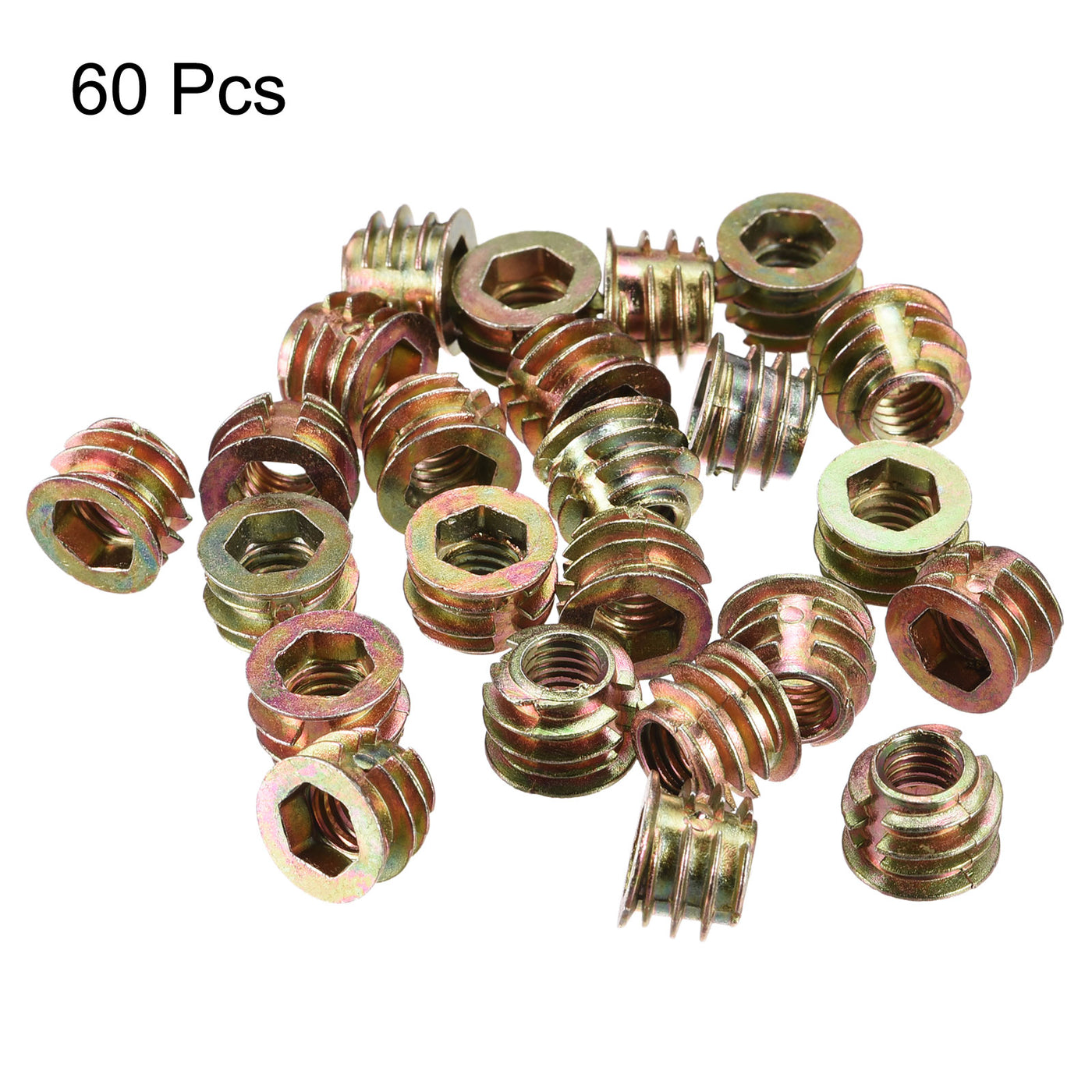 uxcell Uxcell M6x8mm Furniture Screw-in Nut Zinc Alloy Threaded Insert Nuts for Wood 60pcs