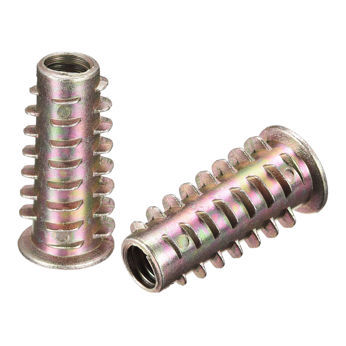 uxcell Uxcell M6x25mm Furniture Screw-in Nut Zinc Alloy Threaded Insert Nuts for Wood 15pcs