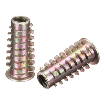 Harfington Uxcell M6x25mm Furniture Screw-in Nut Zinc Alloy Threaded Insert Nuts for Wood 15pcs