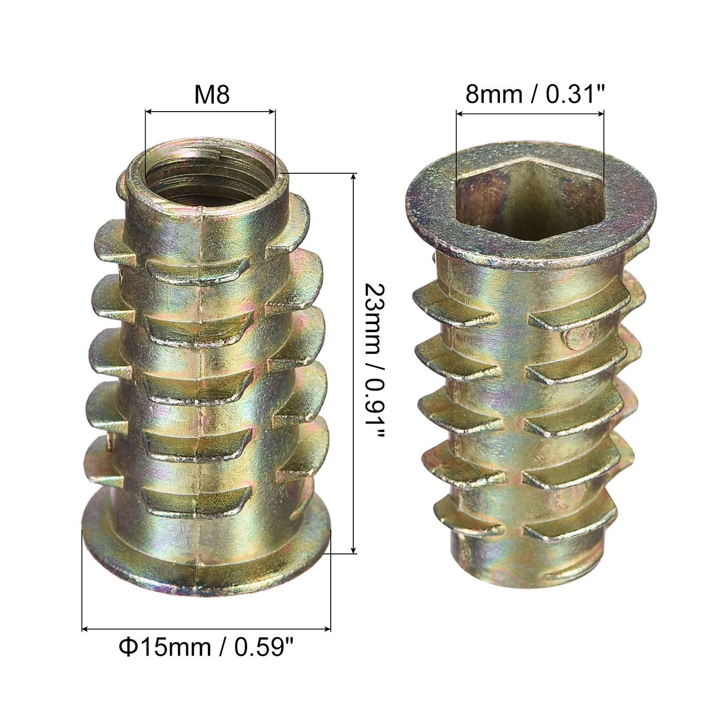 uxcell Uxcell Furniture Screw-in Nut, Zinc Alloy Threaded Insert Nuts for Wood Furniture