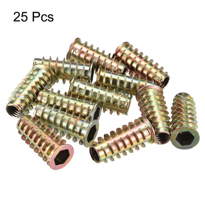 Harfington Uxcell Furniture Screw-in Nut, Zinc Alloy Threaded Insert Nuts for Wood Furniture
