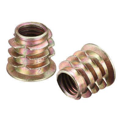 Harfington Uxcell M10x15mm Furniture Screw-in Nut Zinc Alloy Threaded Insert Nuts for Wood 12pcs