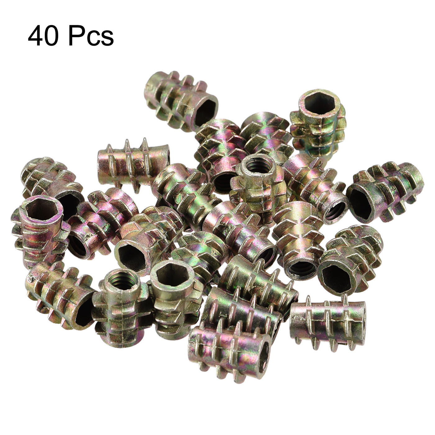 uxcell Uxcell M4x10mm Furniture Screw-in Nuts, Zinc Alloy Thread Insert Nut for Wood 40pcs
