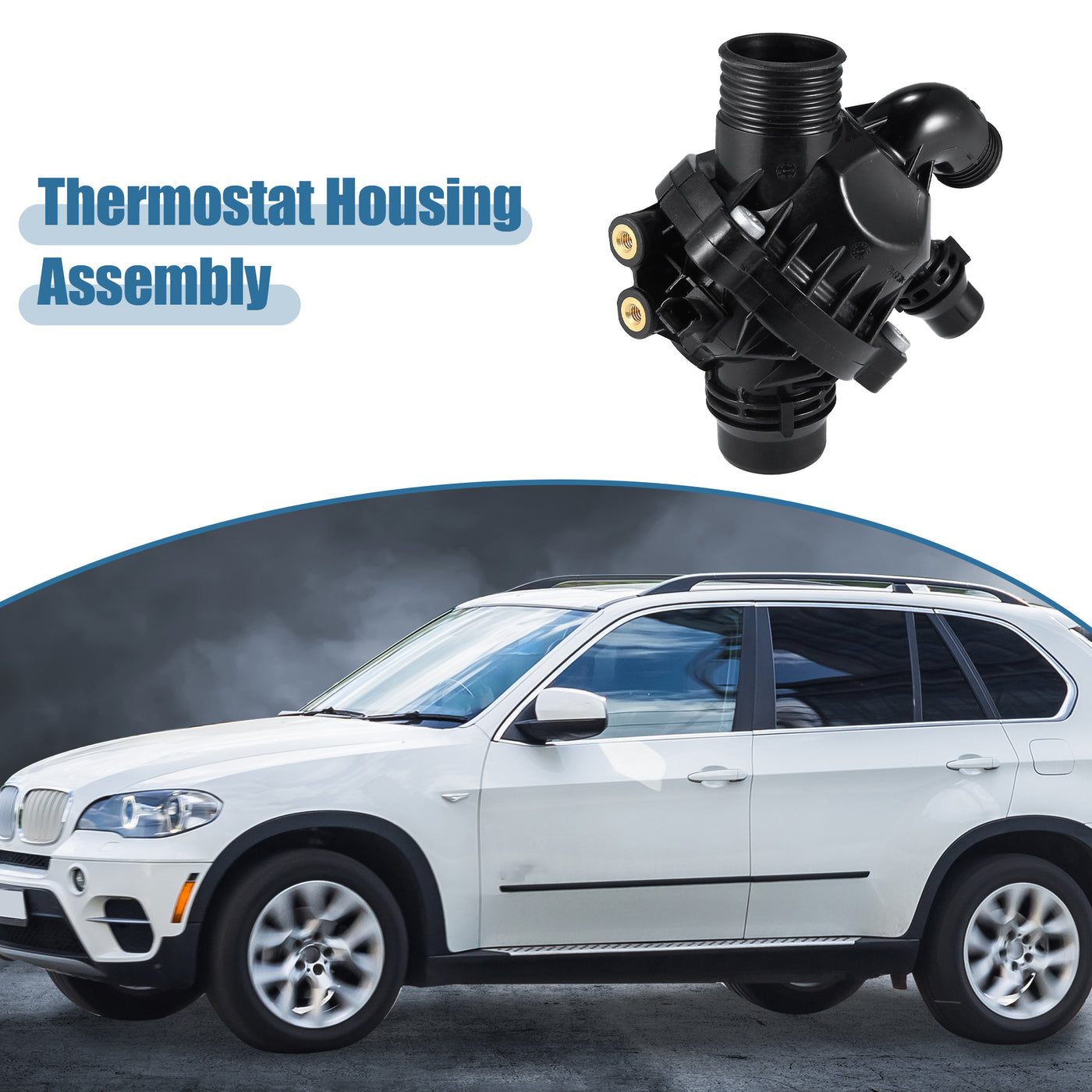 X AUTOHAUX Thermostat Housing Assembly 11537601158 Engine Coolant Thermostat Housing Assembly for BMW X1 X5 X6 135i 335i 2011 2012 2013