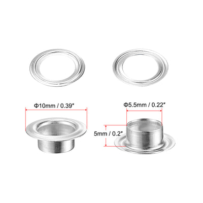 Harfington Uxcell 25Set 5.5mm Hole Copper Grommets Eyelets Silver Tone for Fabric Leather