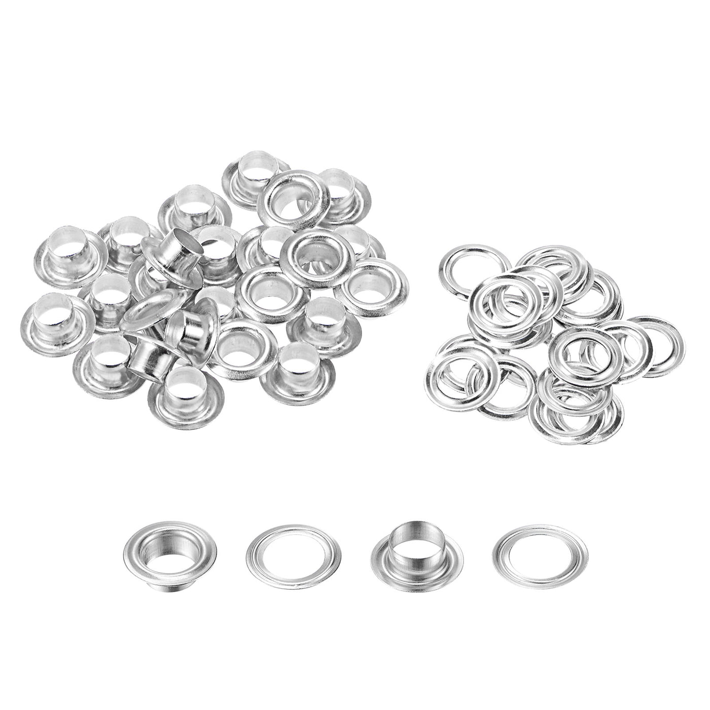 uxcell Uxcell 25Set 5.5mm Hole Copper Grommets Eyelets Silver Tone for Fabric Leather