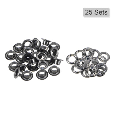 Harfington Uxcell 25Set 5.5mm Hole Copper Grommets Eyelets Dim Grey for Fabric Leather