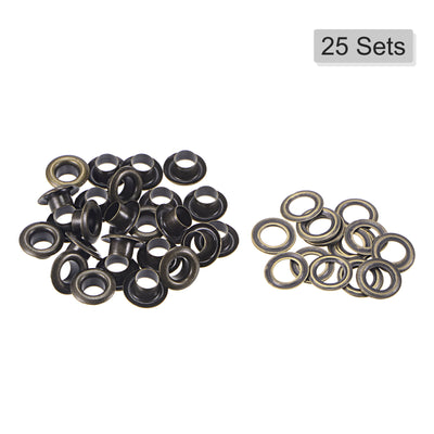 Harfington Uxcell 25Set 5.5mm Hole Copper Grommets Eyelets Bronze Tone for Fabric Leather