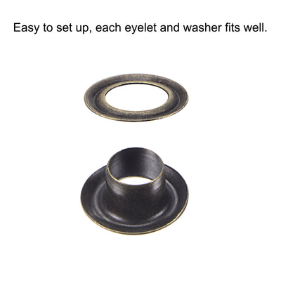 Harfington Uxcell 25Set 5.5mm Hole Copper Grommets Eyelets Bronze Tone for Fabric Leather