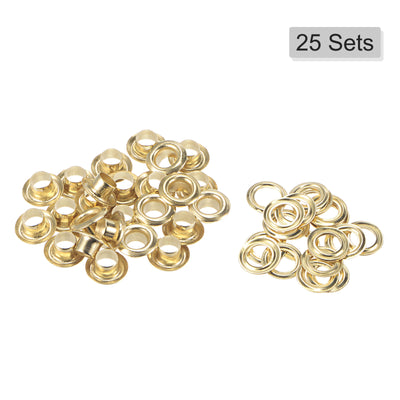 Harfington Uxcell 25Set 5.5mm Hole Copper Grommets Eyelets Gold Tone for Fabric Leather