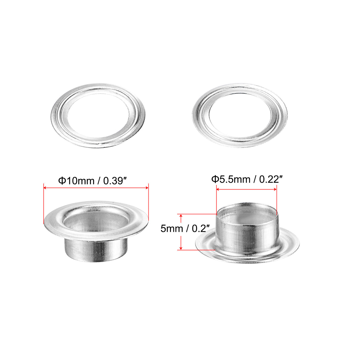 uxcell Uxcell 50Set 5.5mm Hole Copper Grommets Eyelets Silver Tone for Fabric Leather