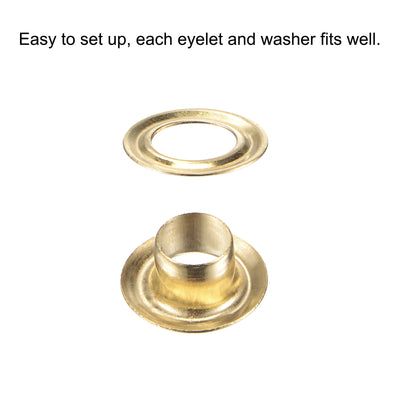 Harfington Uxcell 50Set 5.5mm Hole Copper Grommets Eyelets Gold Tone for Fabric Leather