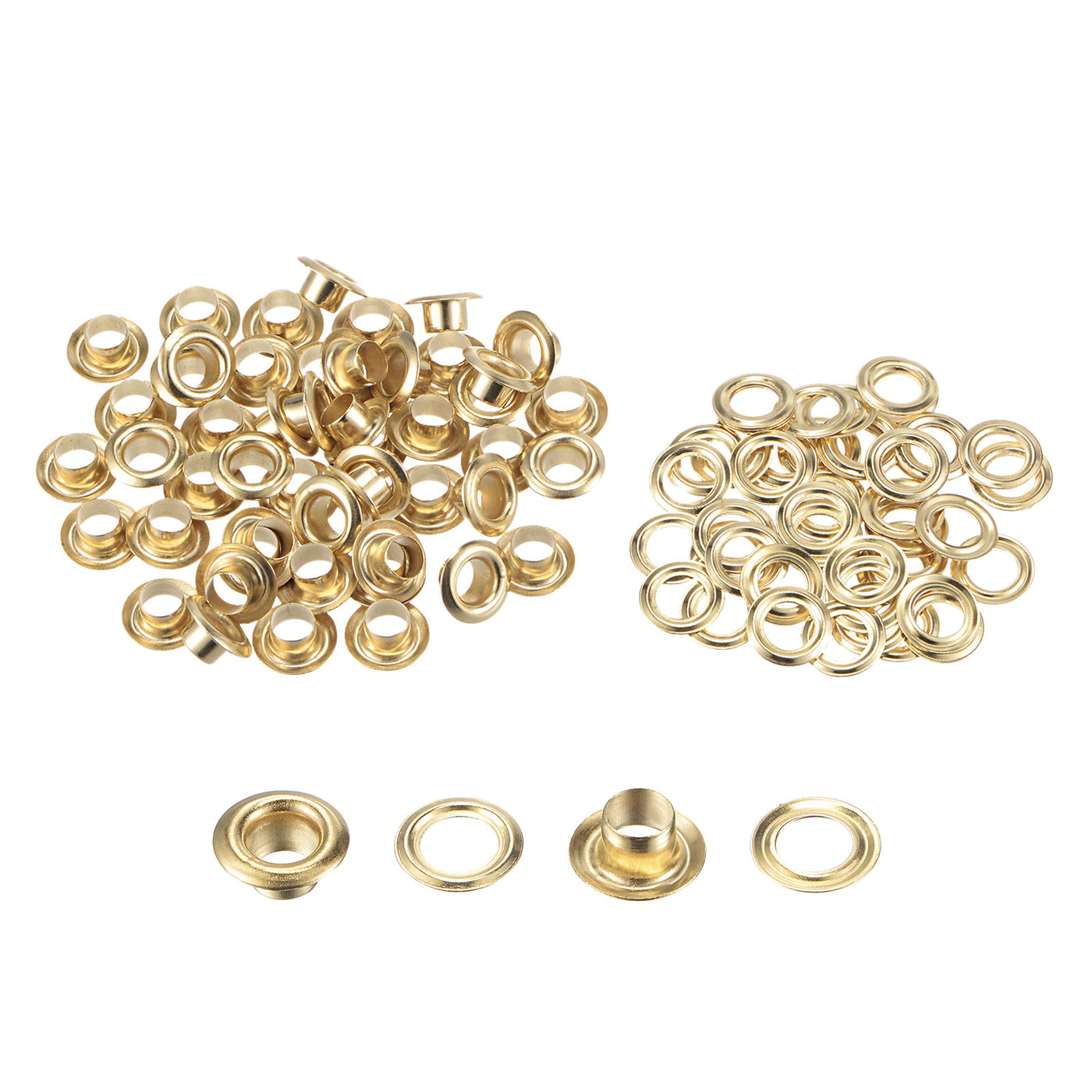 uxcell Uxcell 50Set 5.5mm Hole Copper Grommets Eyelets Gold Tone for Fabric Leather
