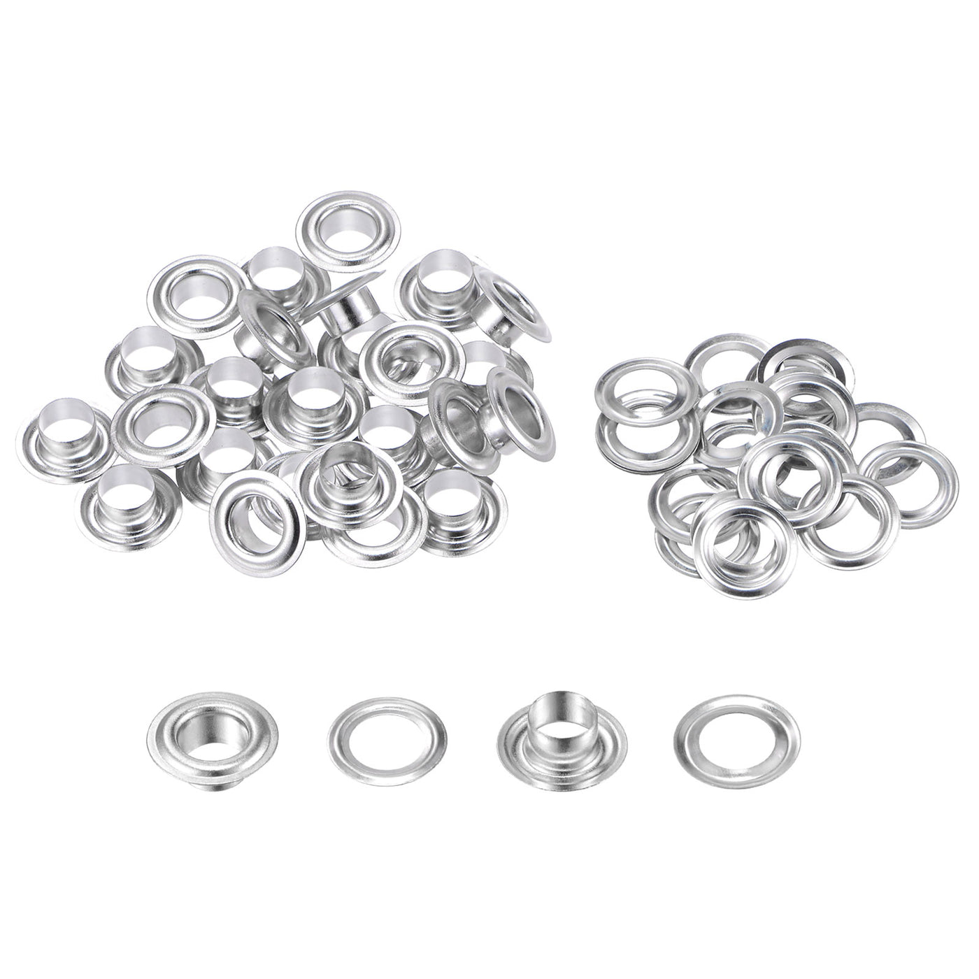 uxcell Uxcell 25Set 7.5mm Hole Copper Grommets Eyelets Silver Tone for Fabric Leather