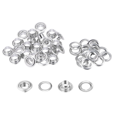 Harfington Uxcell 25Set 7.5mm Hole Copper Grommets Eyelets Silver Tone for Fabric Leather