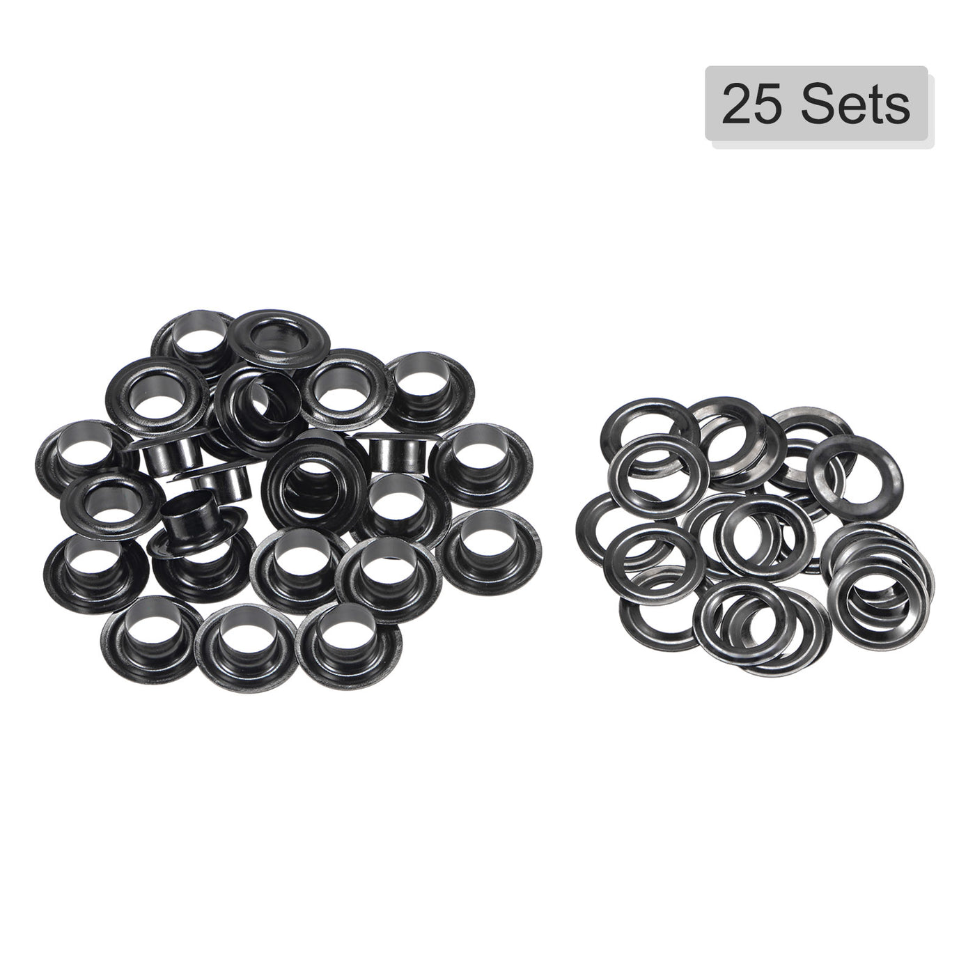 uxcell Uxcell 25Set 7.5mm Hole Copper Grommets Eyelets Black for Fabric Leather