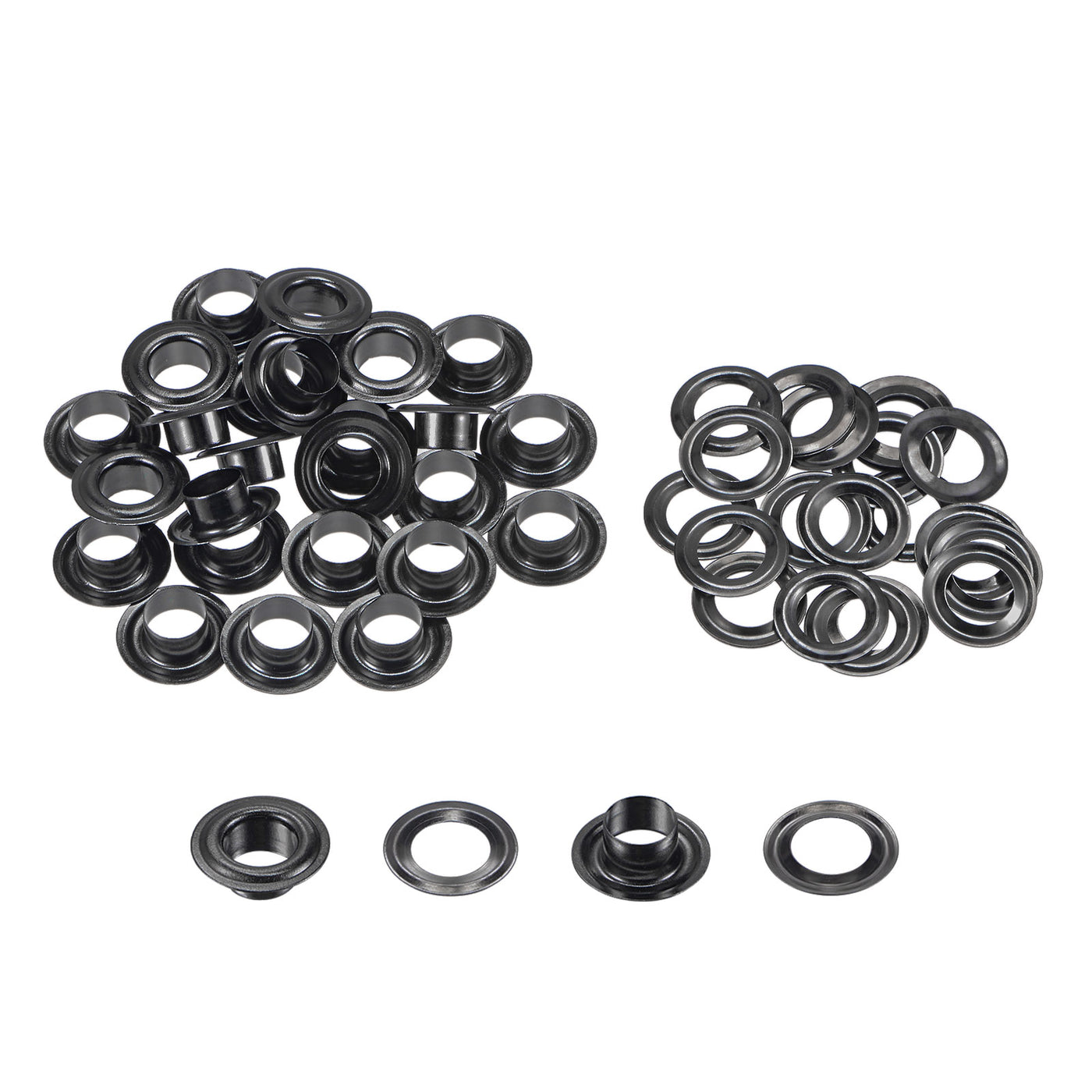 uxcell Uxcell 25Set 7.5mm Hole Copper Grommets Eyelets Black for Fabric Leather