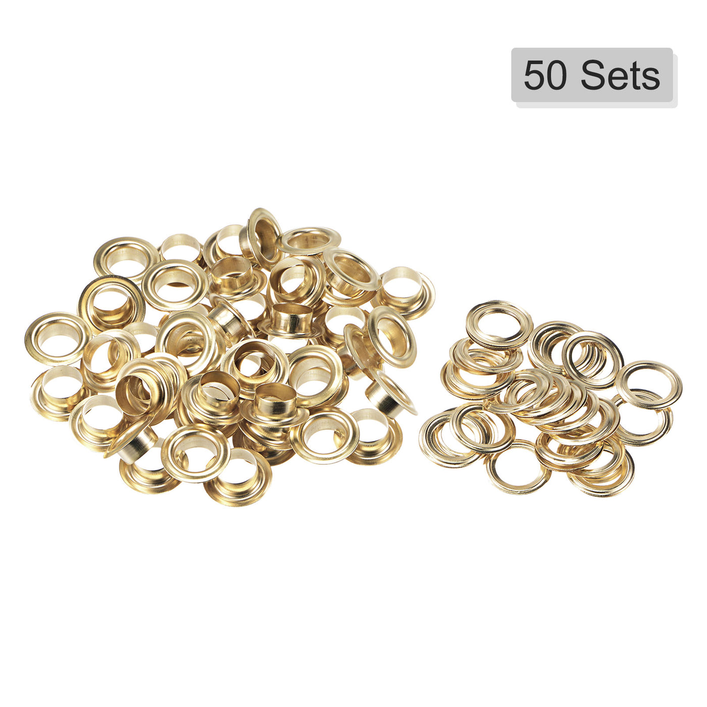 uxcell Uxcell 50Set 10.5mm Hole Copper Grommets Eyelets Gold Tone for Fabric Leather