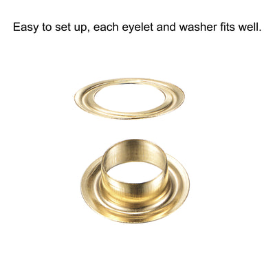 Harfington Uxcell 50Set 10.5mm Hole Copper Grommets Eyelets Gold Tone for Fabric Leather