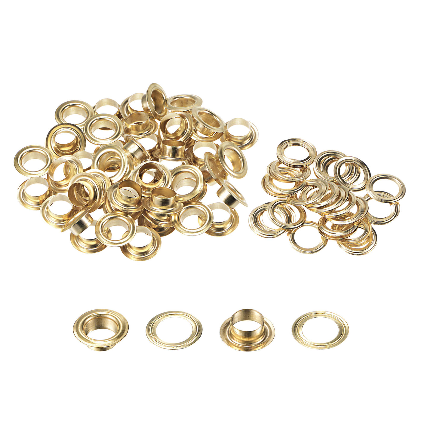 uxcell Uxcell 50Set 10.5mm Hole Copper Grommets Eyelets Gold Tone for Fabric Leather