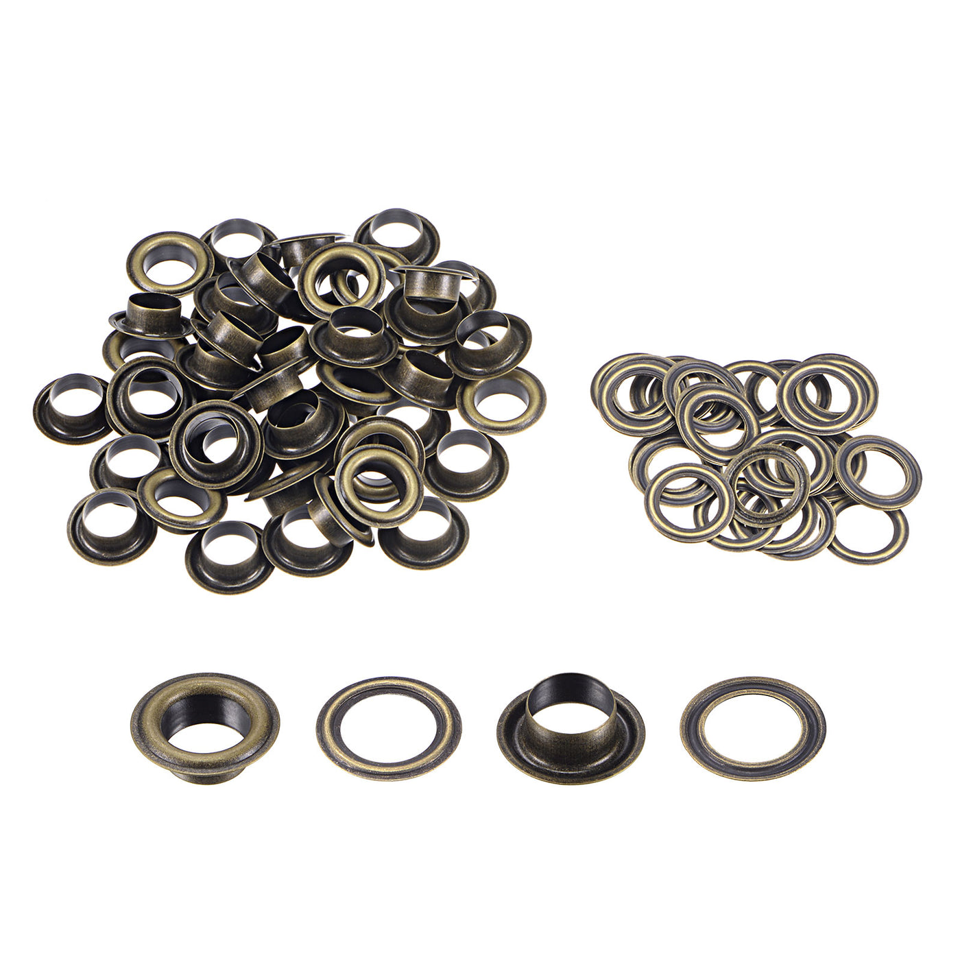 uxcell Uxcell 50Set 10.5mm Hole Copper Grommets Eyelets Bronze Tone for Fabric Leather