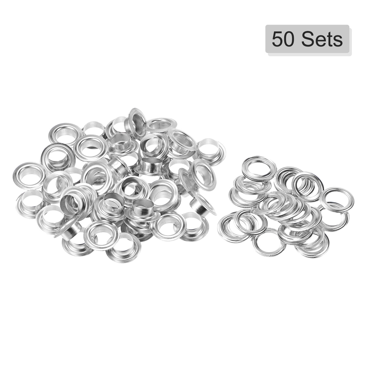 uxcell Uxcell 50Set 10.5mm Hole Copper Grommets Eyelets Silver Tone for Fabric Leather