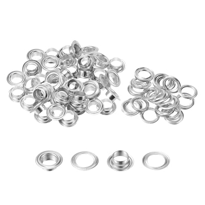 Harfington Uxcell 50Set 10.5mm Hole Copper Grommets Eyelets Silver Tone for Fabric Leather