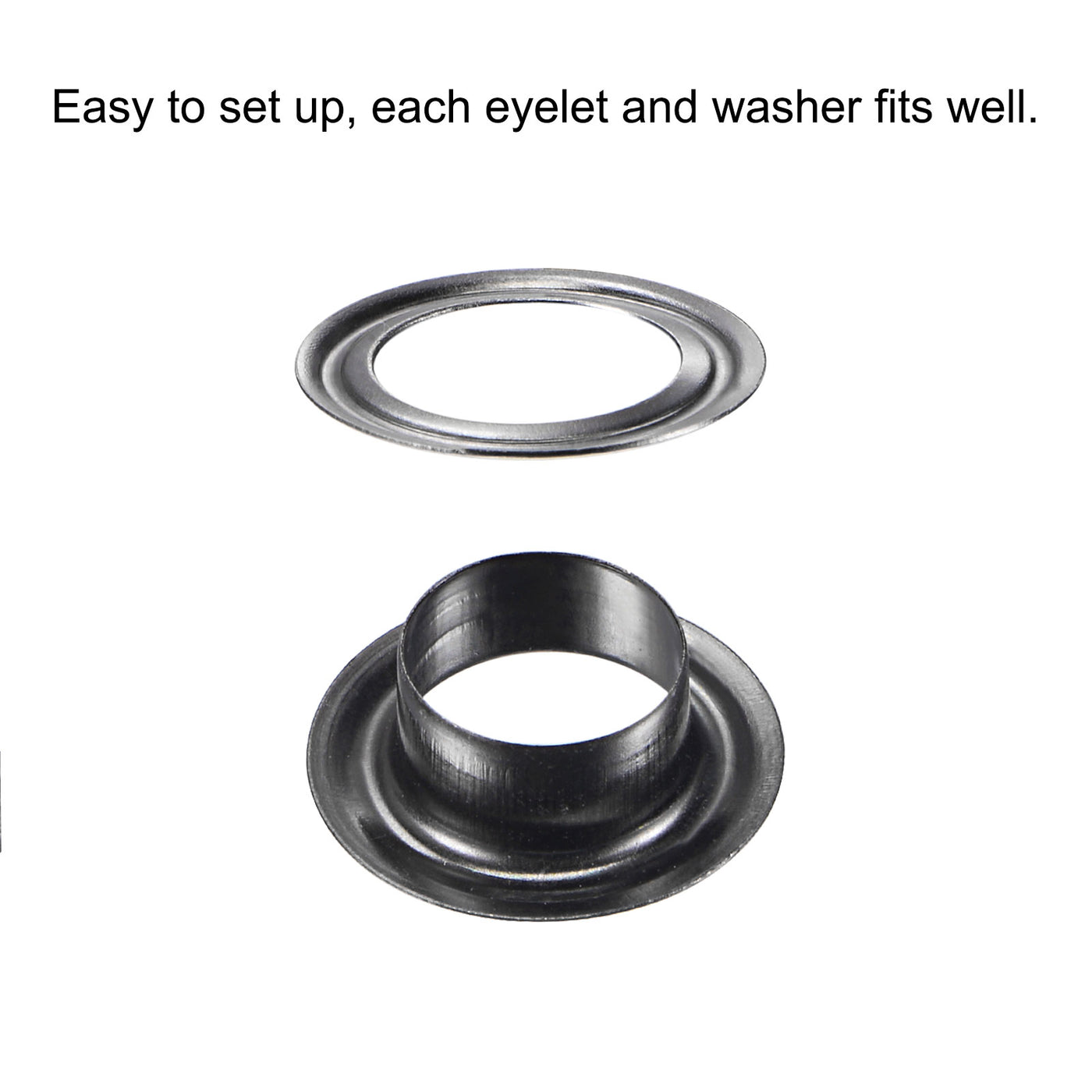 uxcell Uxcell 50Set 10.5mm Hole Copper Grommets Eyelets Dim Grey for Fabric Leather