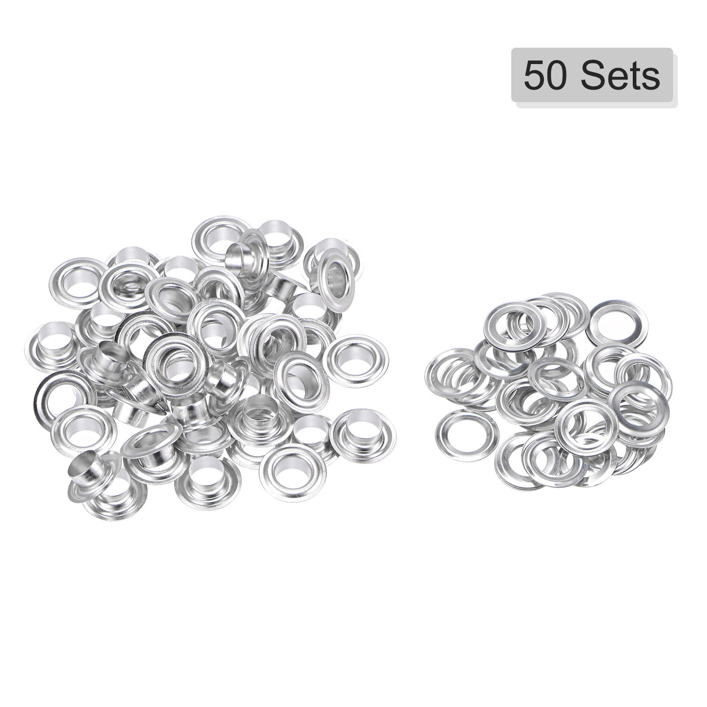 uxcell Uxcell 50Set 7.5mm Hole Copper Grommets Eyelets Silver Tone for Fabric Leather