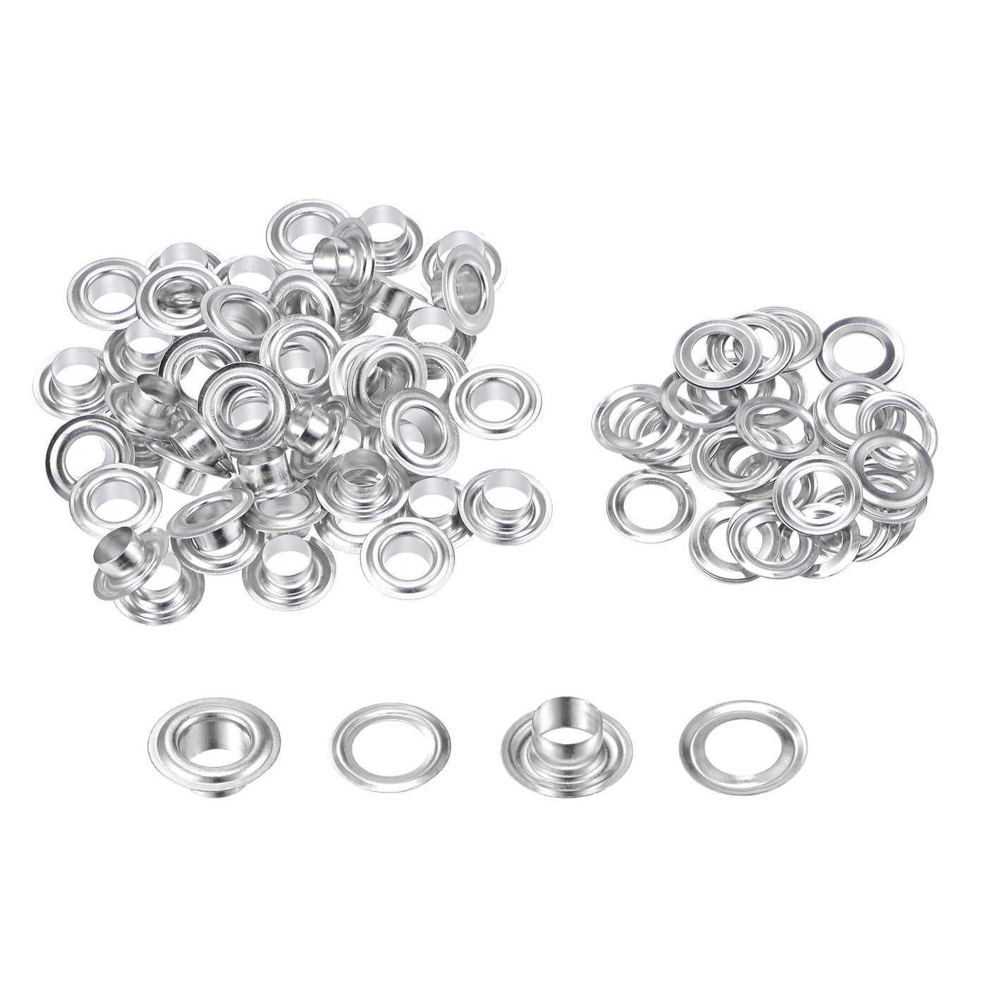 uxcell Uxcell 50Set 7.5mm Hole Copper Grommets Eyelets Silver Tone for Fabric Leather