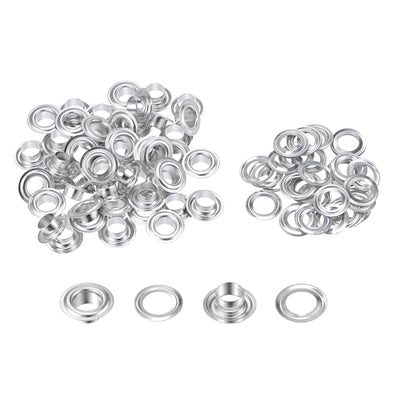 Harfington Uxcell 50Set 7.5mm Hole Copper Grommets Eyelets Silver Tone for Fabric Leather