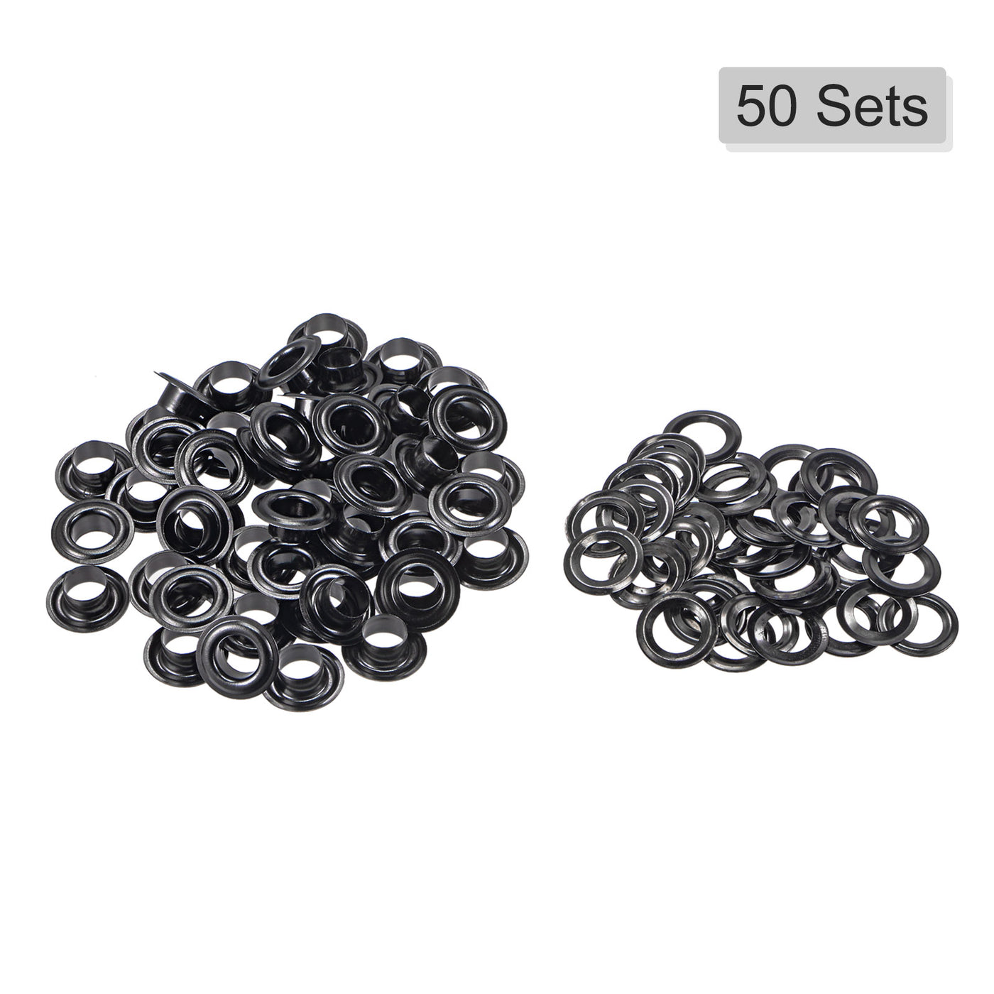 uxcell Uxcell 50Set 7.5mm Hole Copper Grommets Eyelets Black for Fabric Leather