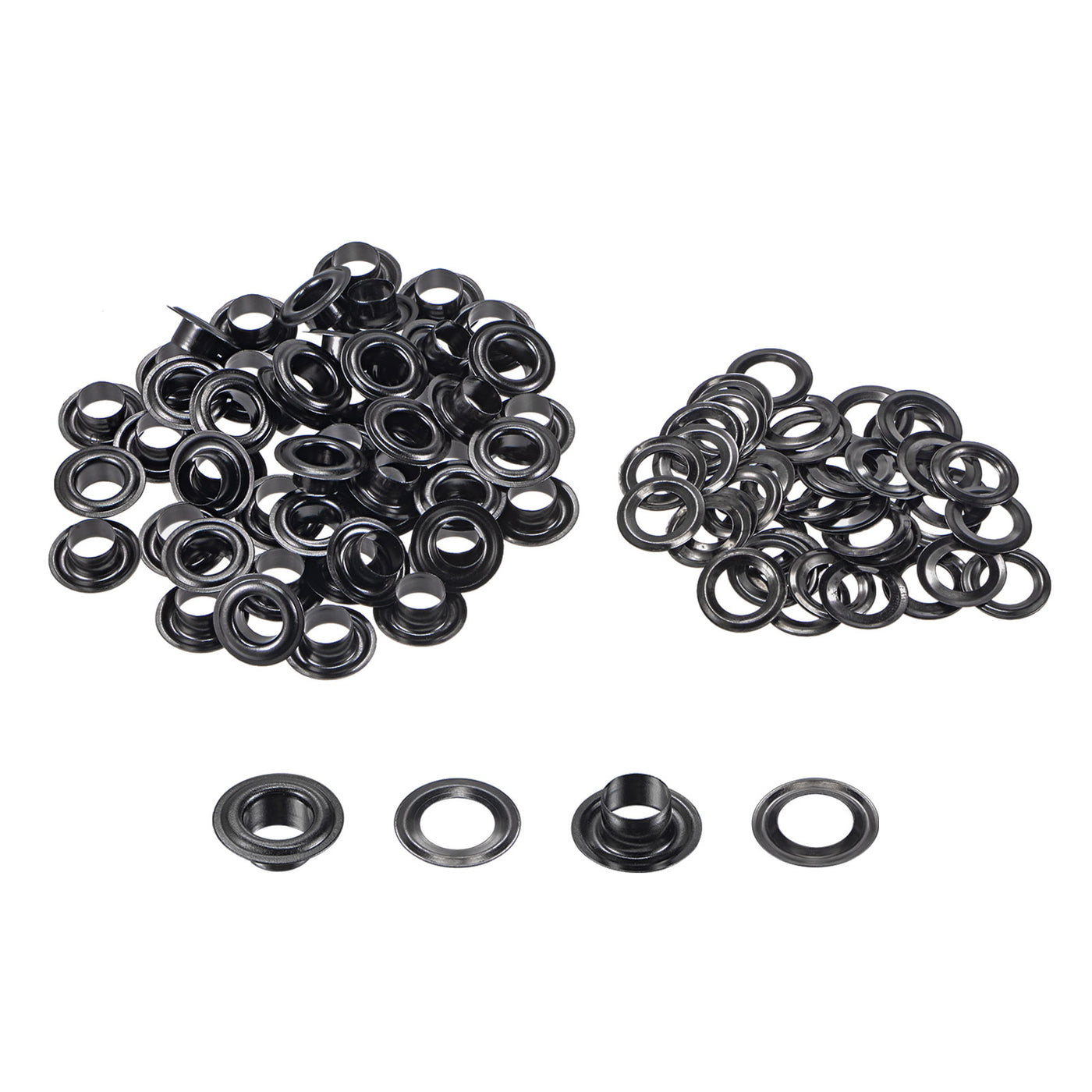 uxcell Uxcell 50Set 7.5mm Hole Copper Grommets Eyelets Black for Fabric Leather