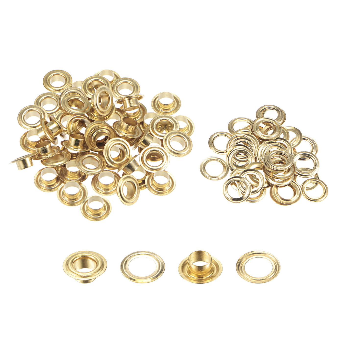 uxcell Uxcell 50Set 7.5mm Hole Copper Grommets Eyelets Gold Tone for Fabric Leather