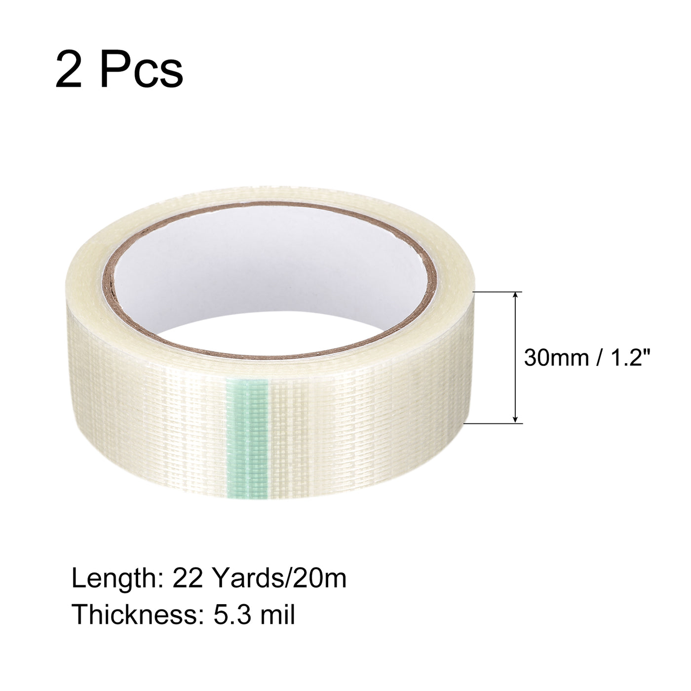 Harfington 1.2 Inch x 22 Yards 5.3 Mil Reinforced Fiberglass Packing Tape, Pack of 2