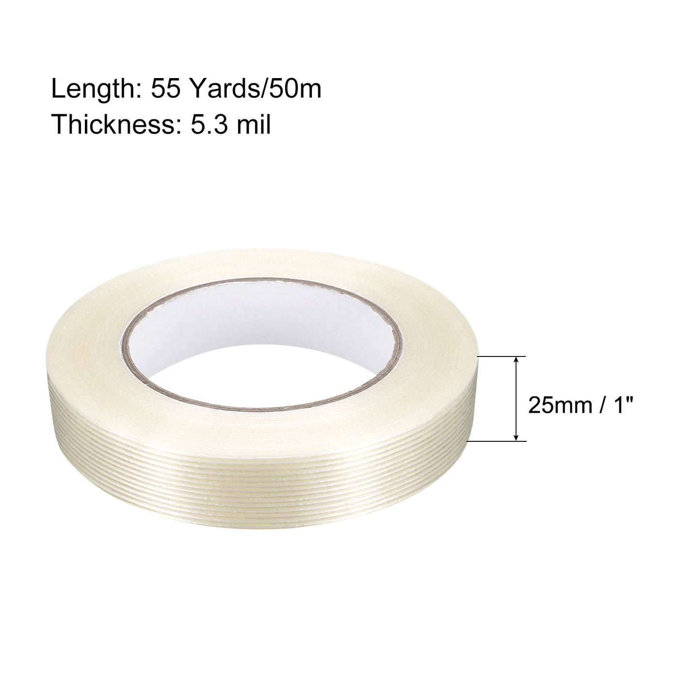 Harfington Filament Strapping Tape 1 Inch x 55 Yards 5.3 Mil, Reinforced Fiberglass Tape