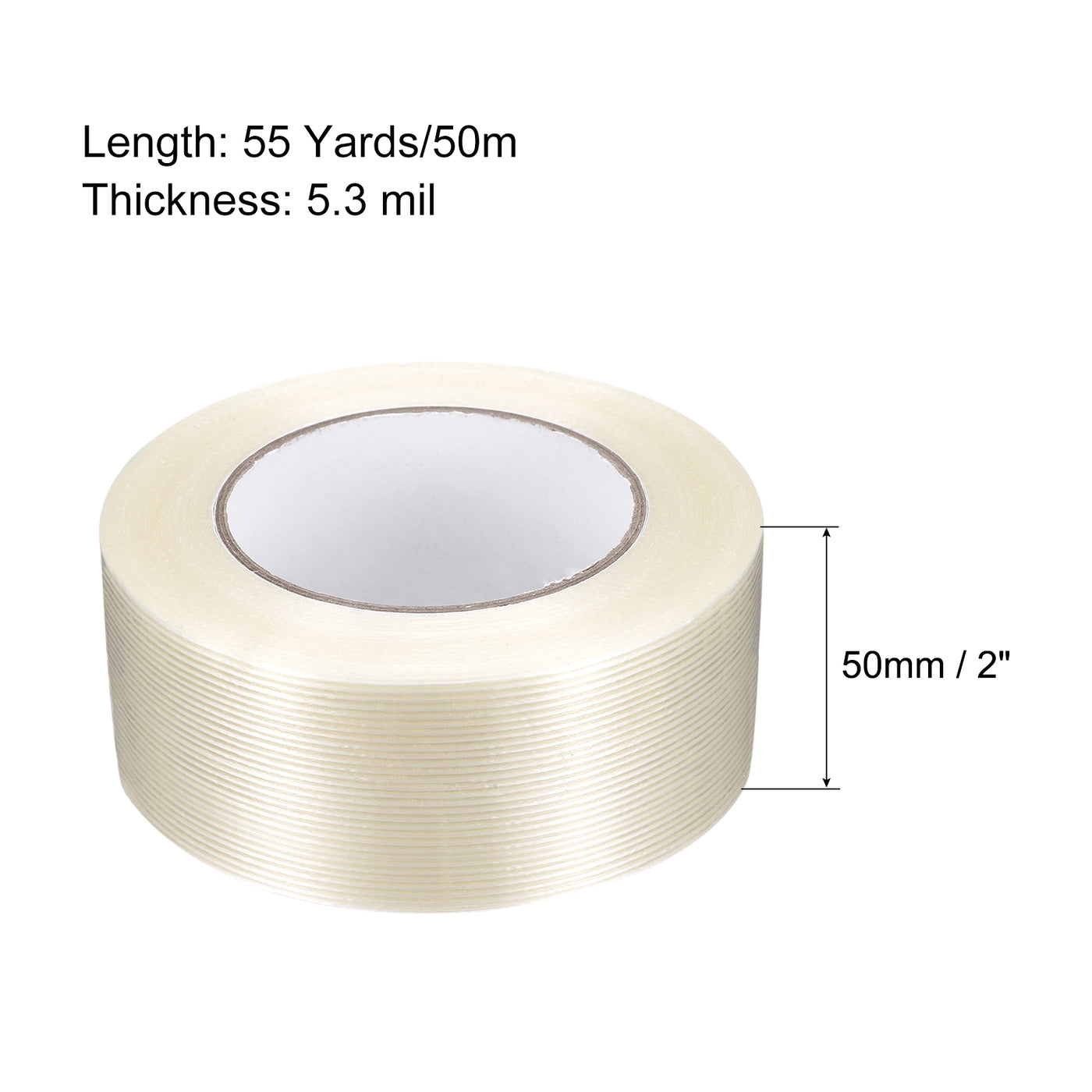 Harfington Filament Strapping Tape 2 Inch x 55 Yards 5.3 Mil, Reinforced Fiberglass Tape