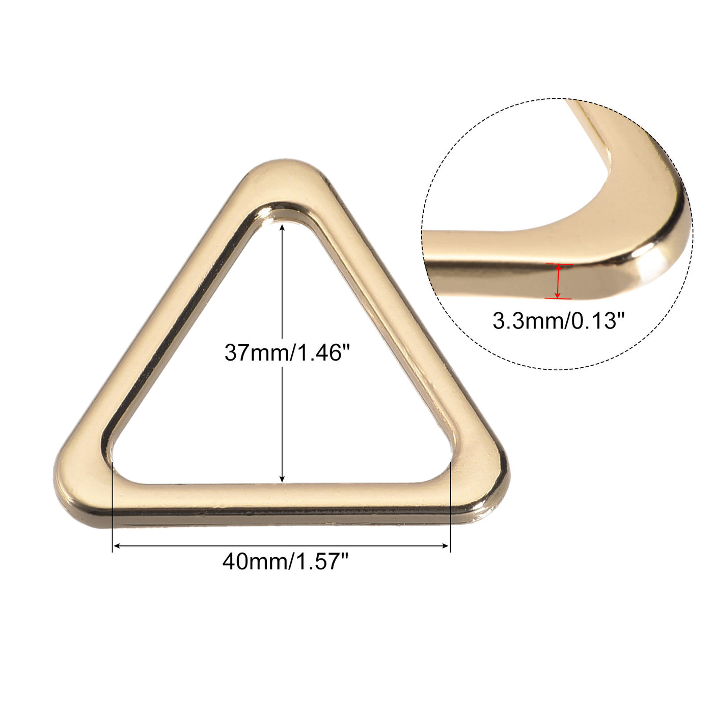 uxcell Uxcell Metal Triangle Ring Buckle 40mm(1.57") Inner Width for DIY Gold Tone 10pcs