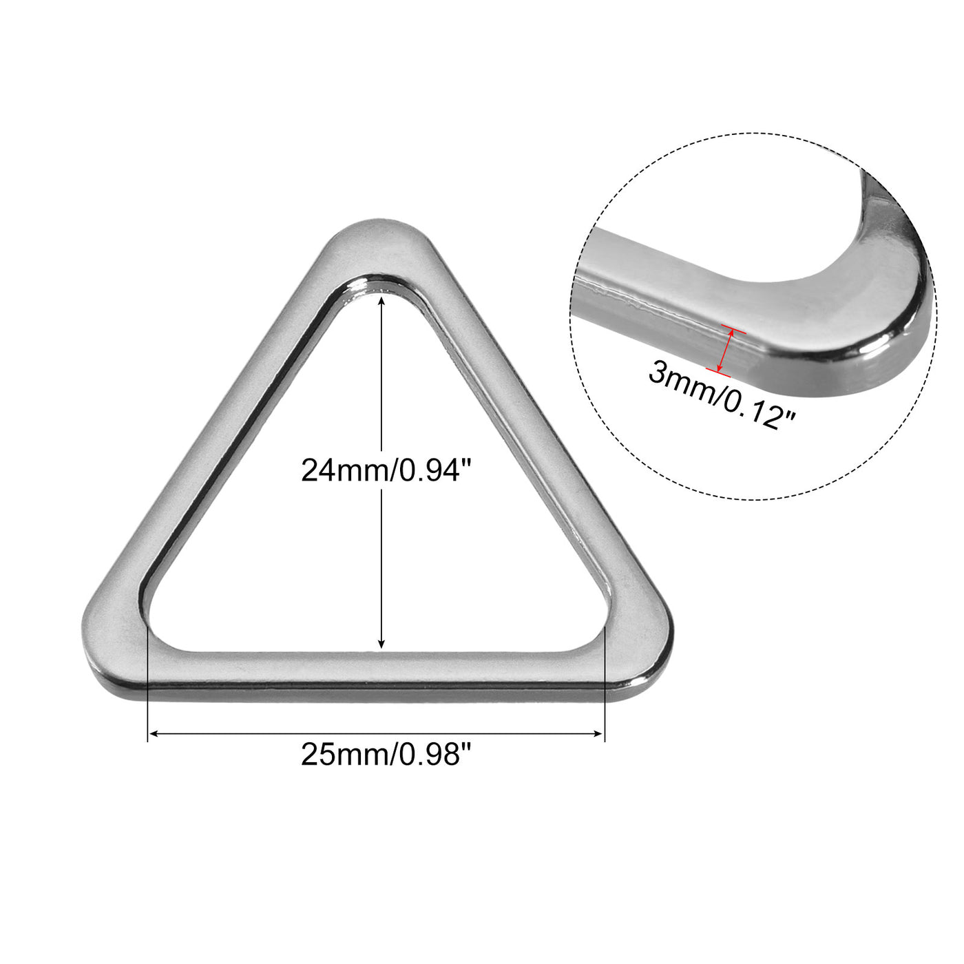 uxcell Uxcell Metal Triangle Ring Buckle 25mm(0.98") Inner Width for DIY Silver Tone 15pcs