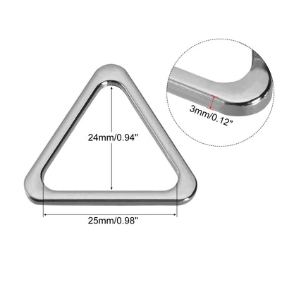 Harfington Uxcell Metal Triangle Ring Buckle 25mm(0.98") Inner Width for DIY Silver Tone 15pcs