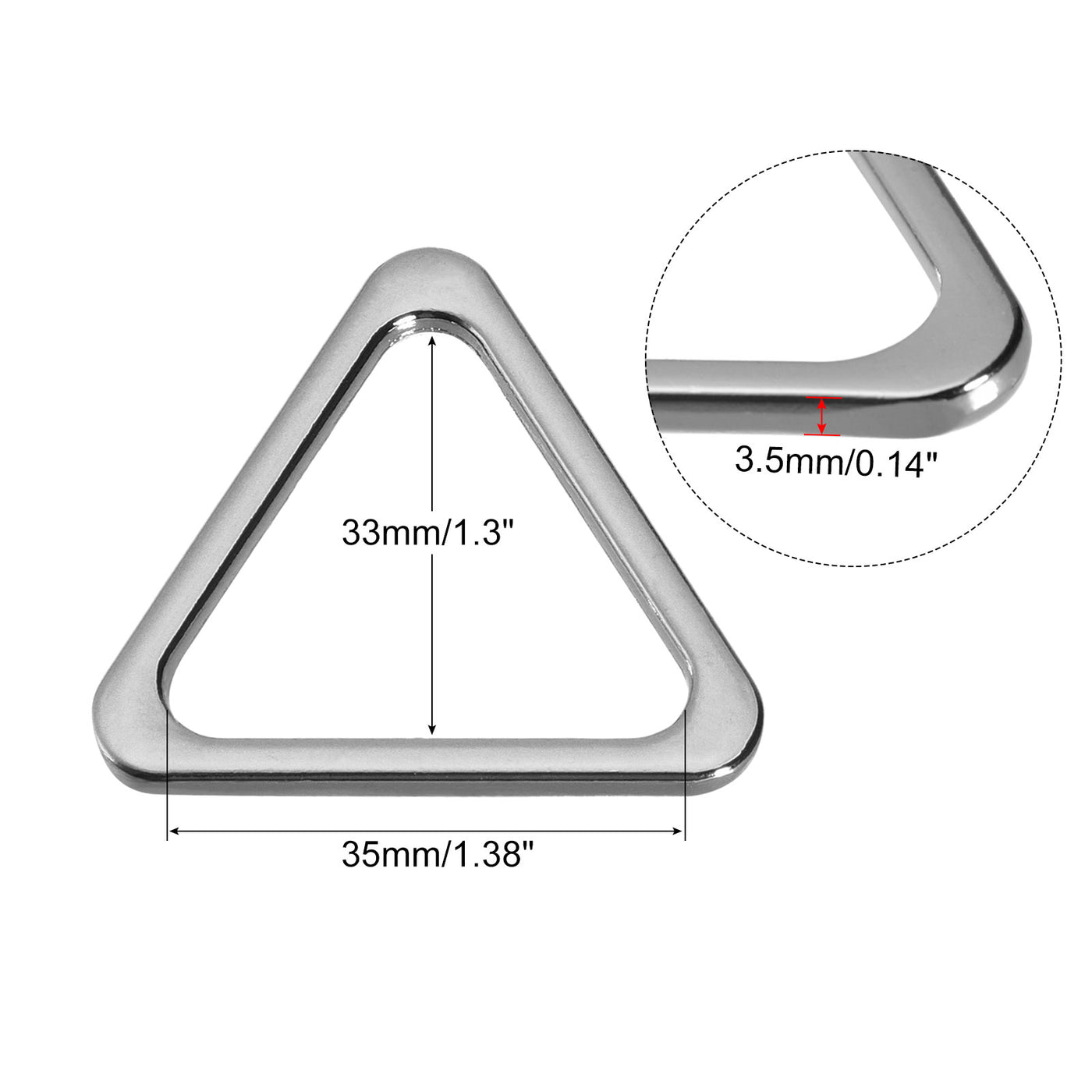 uxcell Uxcell Metal Triangle Ring Buckle 35mm(1.38") Inner Width for DIY Silver Tone 15pcs