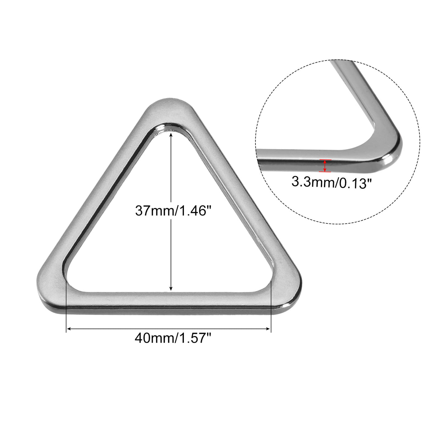 uxcell Uxcell Metal Triangle Ring Buckle 40mm(1.57") Inner Width for DIY Silver Tone 10pcs