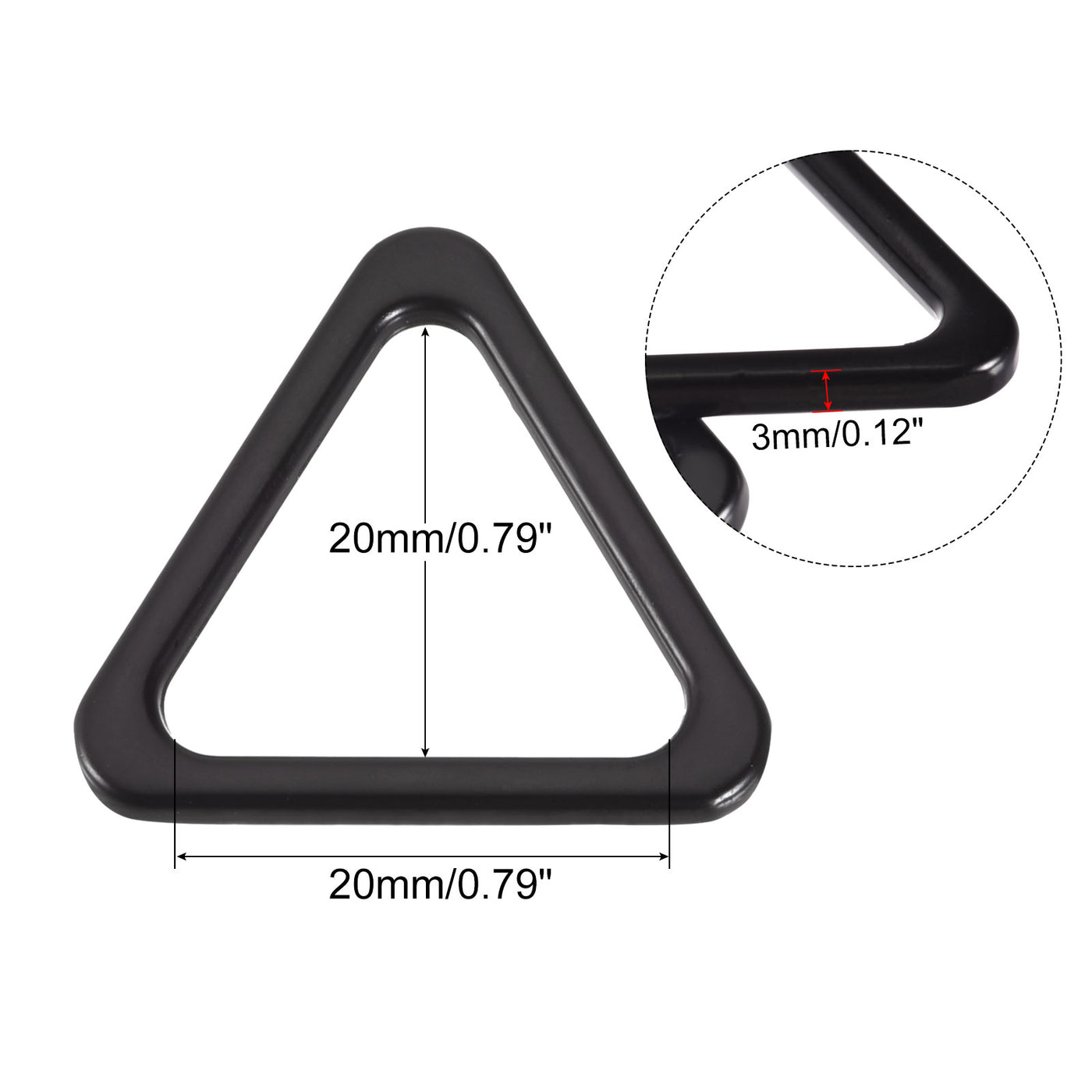 uxcell Uxcell Metal Triangle Ring Buckle 20mm(0.79") Inner Width for DIY Matt Black 30pcs