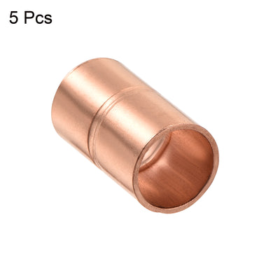 Harfington Straight Copper Coupling Fittings, 5/16 Inch ID Welding Joint for HVAC Air Conditioner, with Rolled Tube Stop Sweat Ends, Pack of 5